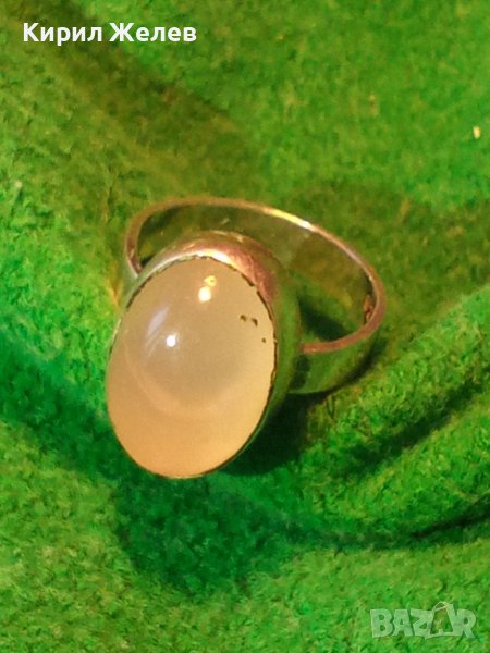 СРЕБЪРЕН СКЪПОЦЕНЕН АР ДЕКО СТИЛ ПРЪСТЕН СРЕБРО 925 АНГЛИЯ с ШЛИФОВАН ЛУНЕН КАМЪК 27237, снимка 1