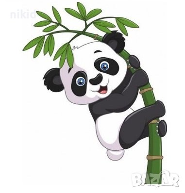Панда на Бамбук малък самозалепващ стикер лепенка за стена мебел детска стая и др, снимка 1