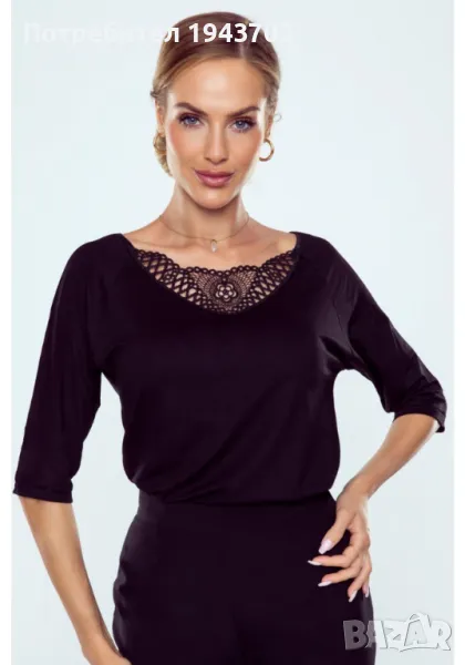 Дамска блуза с 34 ръкави в черен цвят ORNELLA, снимка 1