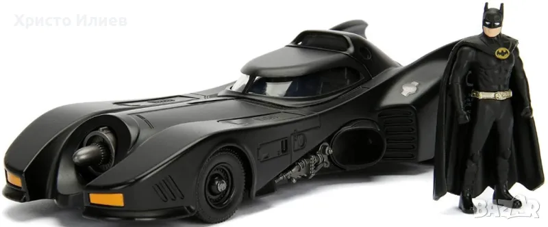 Метална количка кола Батмобил с фигура Батман 1:24 Batman Batmobile 1989г, снимка 1