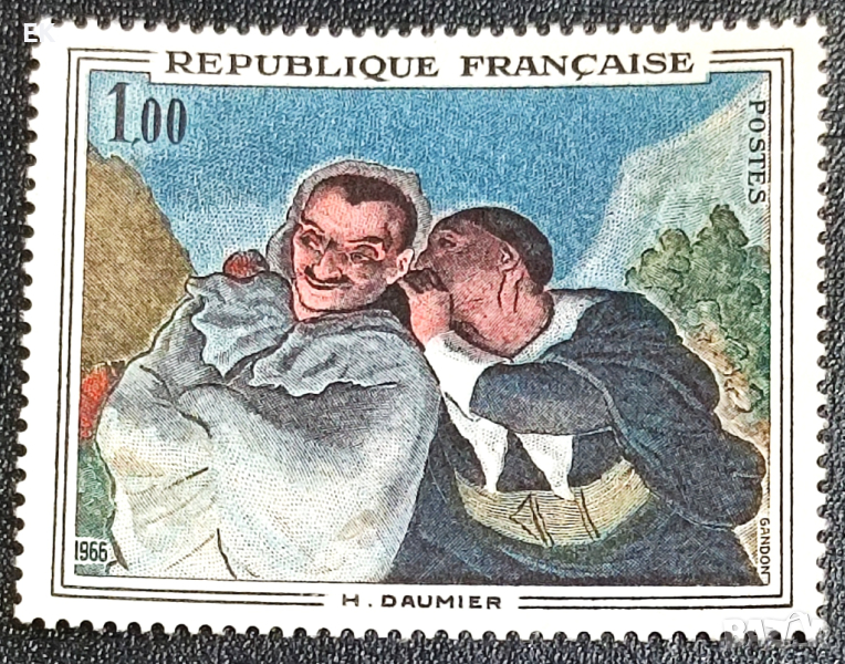 Франция, 1966 г. - самостоятелна чиста марка, изкуство, 3*13, снимка 1