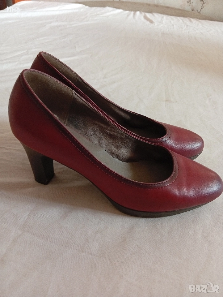 Тъмночервени обувки на TAMARIS естеств.кожа n.39, снимка 1