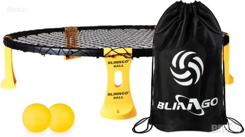 Комплектът Mookis Roundnet включва топки, мрежа, чанта, помпа за топки и правила, снимка 1