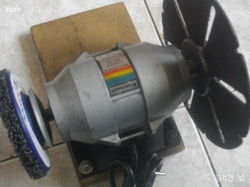 Немски Ел.Шмиргел Einhell-3000 об/мин-180W/120W-Старо Качество-Почти Нов-С Дървена Основа-Отличен, снимка 1
