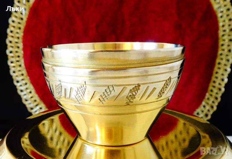 Бронзова чаша,гравирана 70 мл. , снимка 1