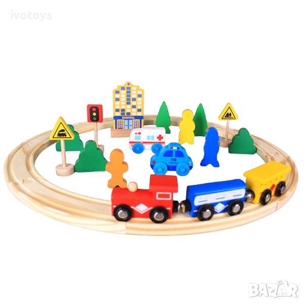 Детско дървено влакче с релси - Код 5202, снимка 1