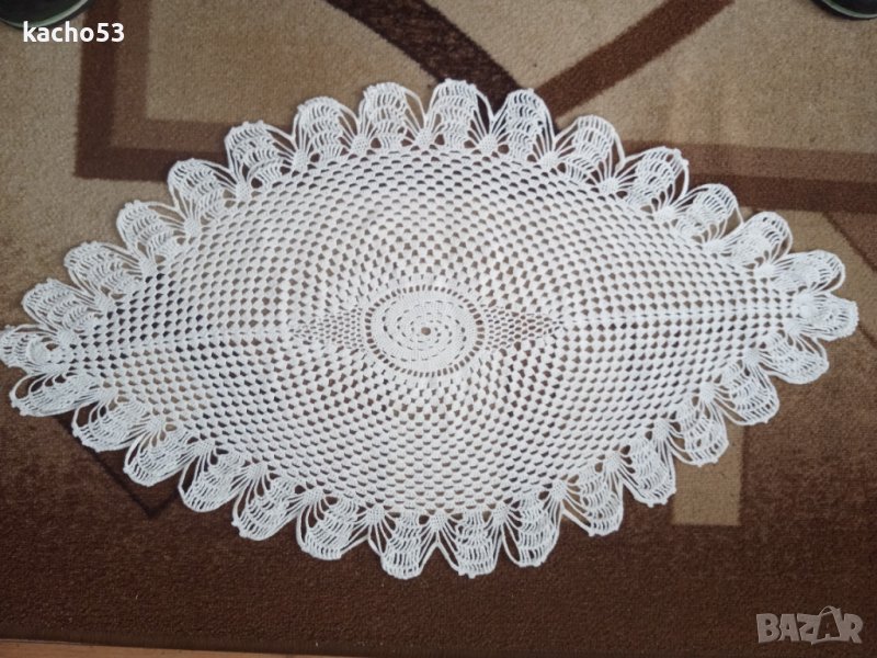 Каре,бял памук,елипсовидно., снимка 1