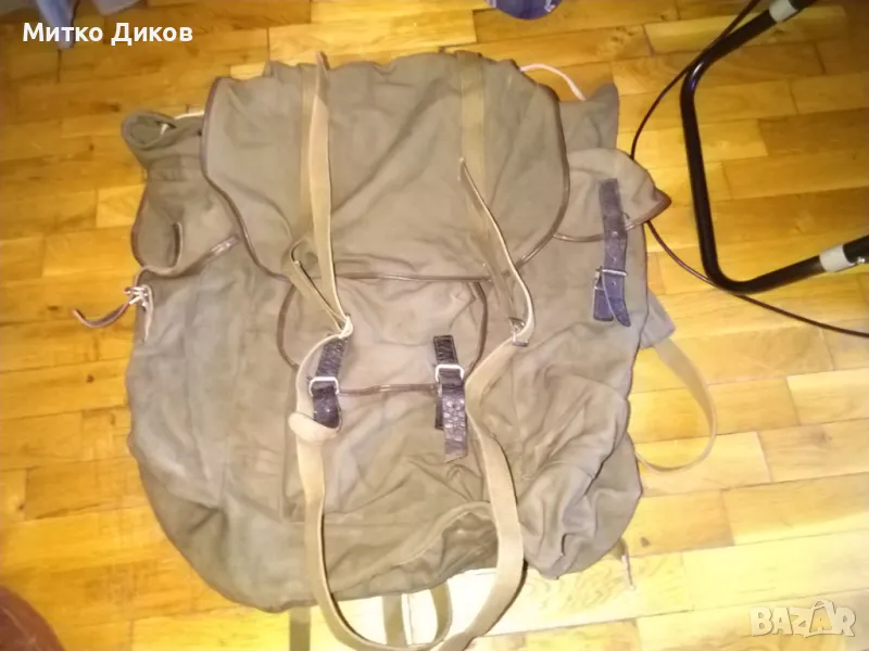 Раница брезентова от соца №10 50х56см странични джобове, снимка 1