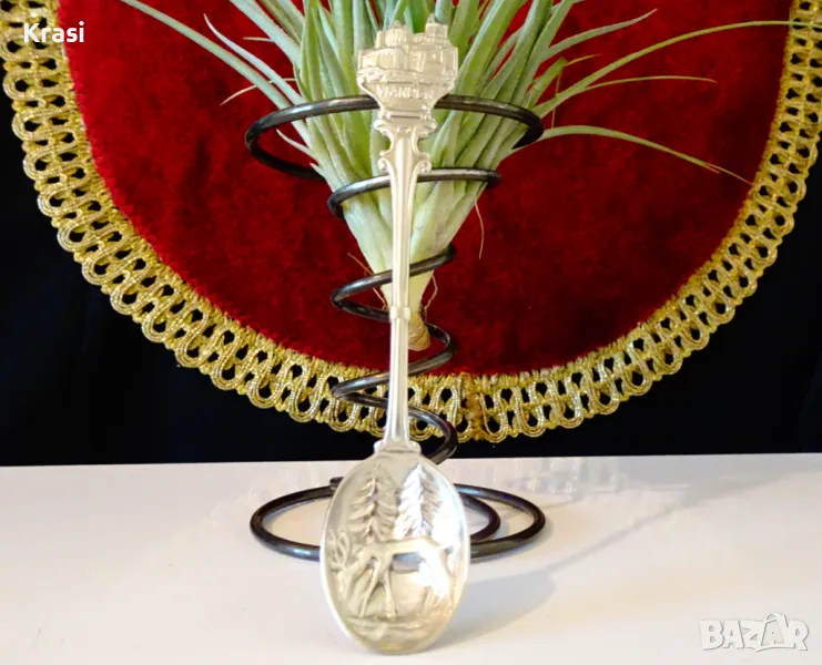 Посребрена лъжица с Елен,Замък,Люксенбург, снимка 1