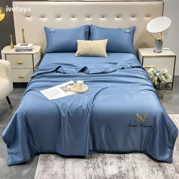 Спален комплект с тънка олекотена завивка, 4 части - Модел WS17191, снимка 1