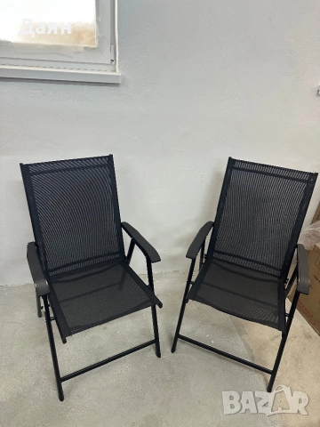 Комплект от 2 градински сгъваеми стола Yaheetech със стоманена рамка  , снимка 3 - Градински мебели, декорация  - 51986042