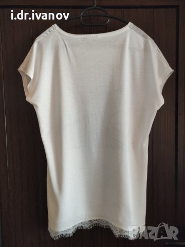 бяла тениска със шифонена предна част, снимка 4 - Тениски - 42018220