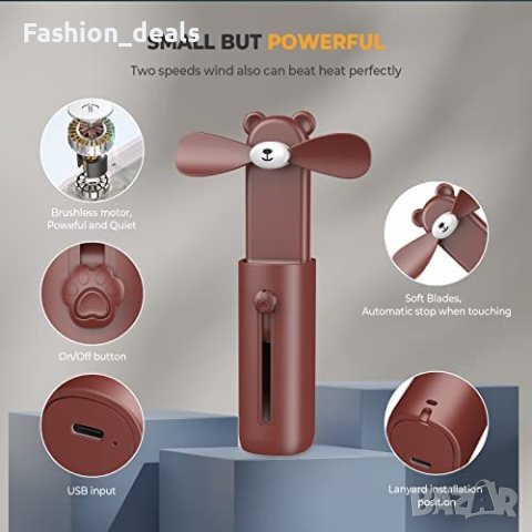 Нов Преносим вентилатор за дом, офис, пътуване къмпинг с USB Акумулаторен, снимка 6 - Друга електроника - 40634473