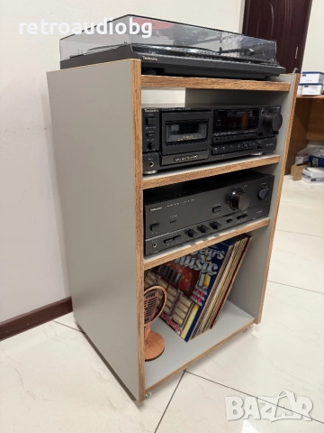 💥HIFI аудио рак шкаф с колелца за 3 компонентаи място за грамофонни плочи💥, снимка 3 - Аудиосистеми - 52401742