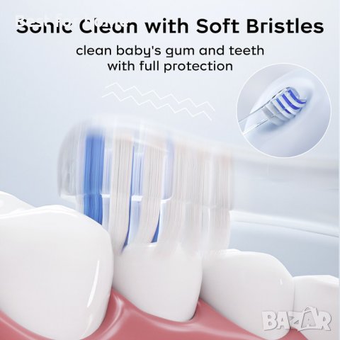 BC Babycare Baby Sonic,T-REX Електрическа четка за зъби,мека сменяема глава на четката 0-3 години, снимка 3 - Други - 41019389