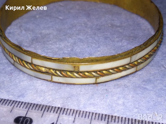 СТАРА МНОГО КРАСИВА БРОНЗОВА ЕТНО ГРИВНА със СЕДЕФ РЪЧНА МАЙСТОРСКА ИЗРАБОТКА 37510, снимка 6 - Антикварни и старинни предмети - 40814175