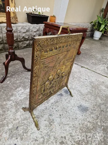 Уникално антикварно английско бронзово пано решетка за камина  , снимка 4 - Антикварни и старинни предмети - 50166791