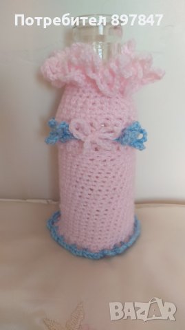 Ръчно плетено украшение за шише, снимка 3 - Вази - 41607956