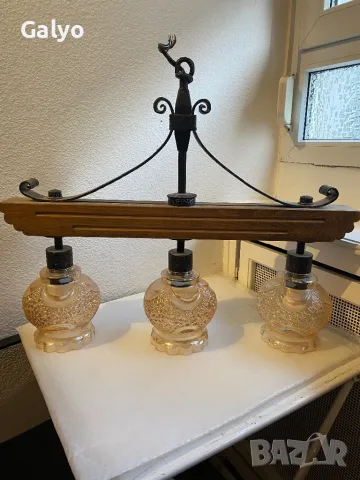 Стар Полилей, Абажур, Лампа от масивно дърво и ковано желязо