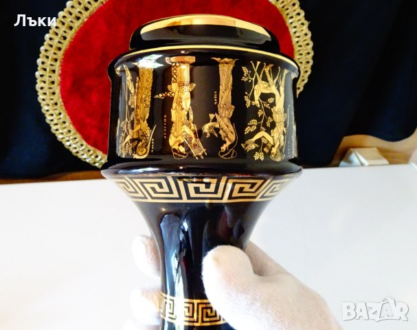 Гръцка порцеланова ваза,гарафа,24 карата злато. , снимка 6 - Вази - 34618254