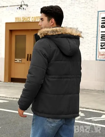 Мъжко зимно палто FemiChic: яке от полар с топла и сваляща се качулка, снимка 2 - Якета - 49793487