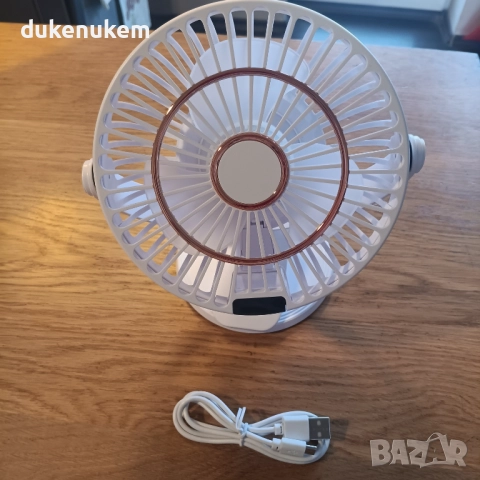 Преносим настолен вентилатор 3-в-1, 5 скорости, 720° въртене, LED дисплей, 2400mAh батерия, снимка 6 - Вентилатори - 52638139