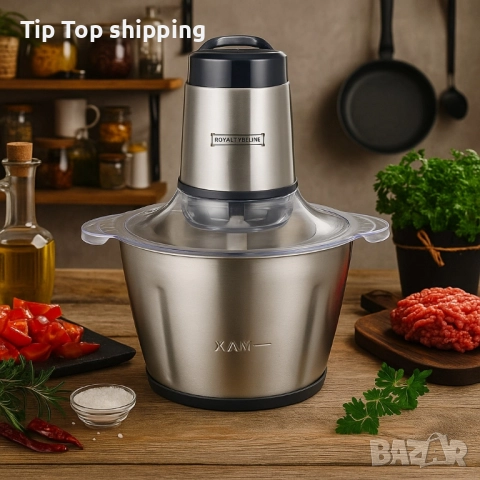 Електрически чопър с купа от неръждаема стомана Royalty Line RL-MCE300.34.18 / RL-MCE600.34.18, снимка 2 - Блендери - 51689422