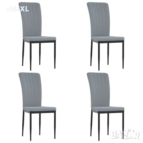 vidaXL Трапезни столове, 4 бр, светлосиви, кадифе