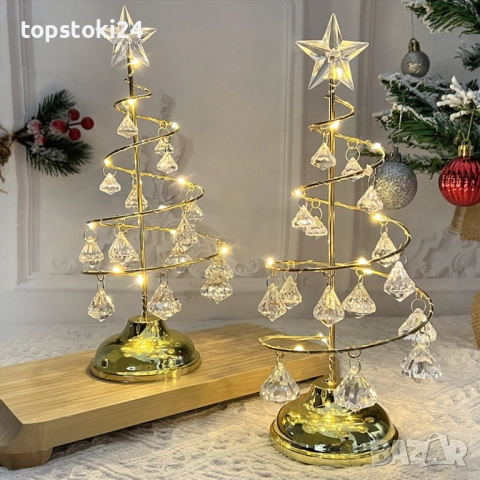 Акумулаторна нощна лампа LED нощна лампа коледна елха с ефект от диаманти., снимка 8 - Други стоки за дома - 52425180