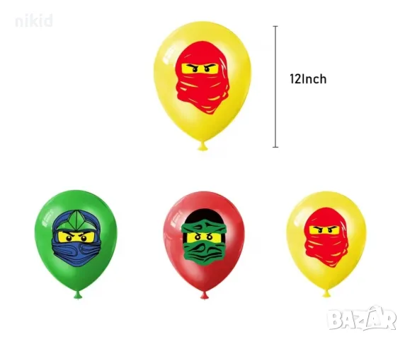 2 ВИД 5 бр Лего Нинджаго Ninjago латекс балон балони парти рожден ден, снимка 3 - Други - 26123723