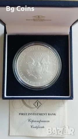 Сребро 1 OZ 2007 Американски орел , снимка 2 - Нумизматика и бонистика - 56075840