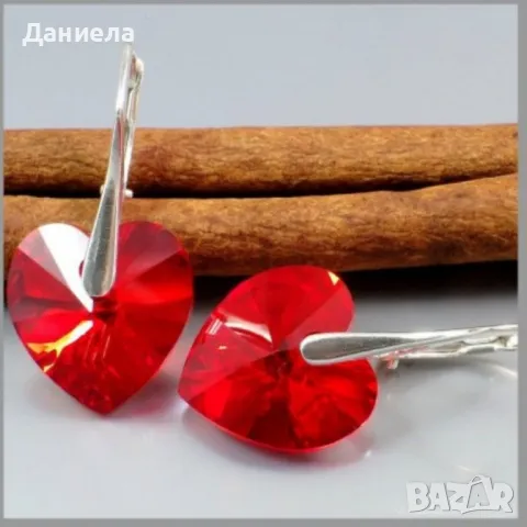 Обеци с кристал Сърце