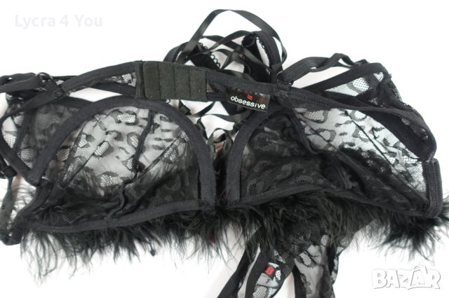 Obsessive S еротично черно тюлено боди с пух и опашка, снимка 8 - Бельо - 44318034