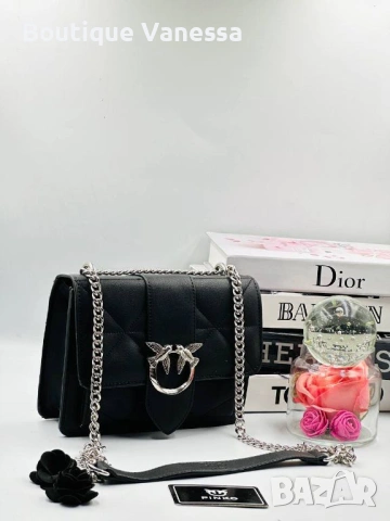 Дамска  черна чанта Pinko , снимка 2 - Чанти - 53685836