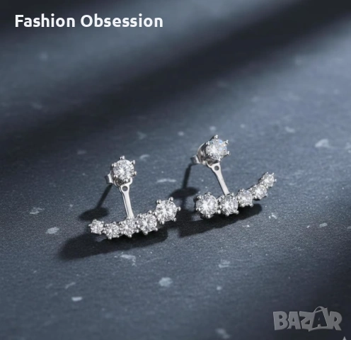 Сребърни обеци с цирконий