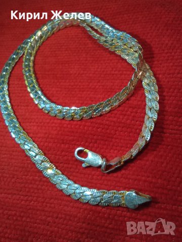 КРАСИВ ЛЕНТОВИДЕН ЛАНЕЦ ЗМИЙСКА ПЛЕТКА с 24 КАРАТОВА БЯЛА ПОЗЛАТА с МАРКИРОВКА за ПОЗЛАТЯВАНЕ 31390, снимка 2 - Колиета, медальони, синджири - 38065322