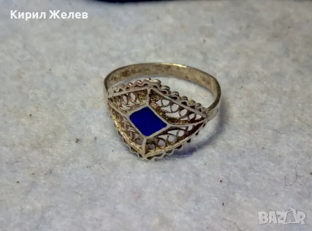 СТАРИНЕН ЕМАЙЛИРАН ФИЛИГРАНЕН ПРЪСТЕН СРЕБРО 800 ФИНА РЪЧНА РЕТРО АРТ ИЗРАБОТКА 47594