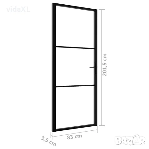 vidaXL Интериорна врата, ESG стъкло и алуминий, 83x201,5 см, черна, снимка 6 - Входни врати - 56146240