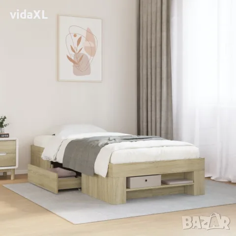 vidaXL Рамка за легло без матрак сонома дъб 90x200 см инженерно дърво, снимка 2 - Спални и легла - 56146887