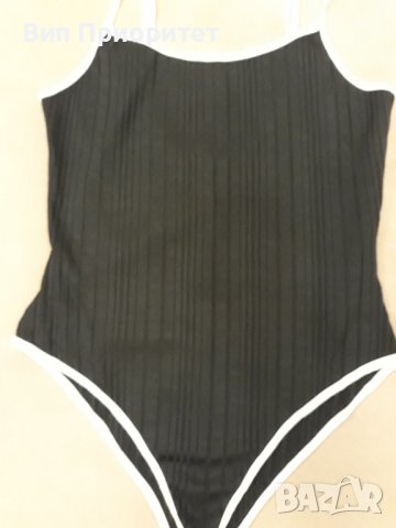 Черна боди с тънка бяла презрамка - секси модел, снимка 7 - Корсети, бюстиета, топове - 39217771