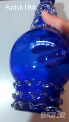 Синя стъклена ваза, снимка 6 - Вази - 38875151