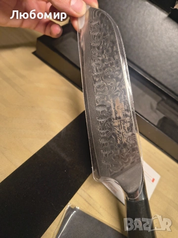 7-инчов нож Сантоку, японски готварски нож, първокласни кухненски ножове от 67 слоя дамаска , снимка 5 - Прибори за хранене, готвене и сервиране - 53758207