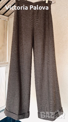 Луксозен вълнен панталон рибена кост с подплата  - премиум herringbone , снимка 4 - Панталони - 52486260