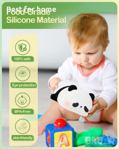 Мека акумулаторна Panda силиконова лампа, снимка 7 - Детски нощни лампи - 48485993