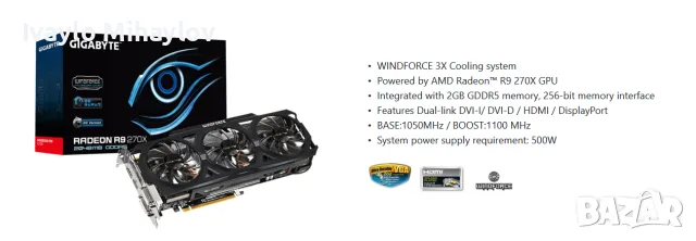 Видеокарта Gigabyte Radeon R9 270X 2GB GDDR5 WindForce 3X