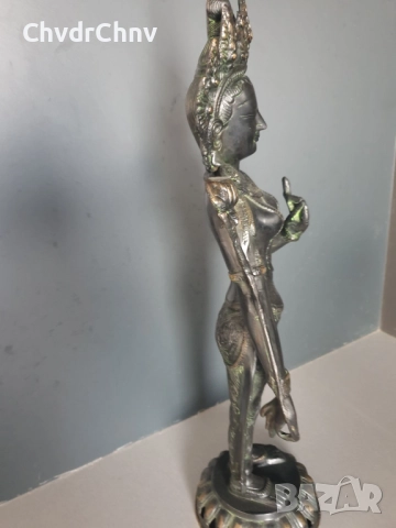 54см-4кг будистка фигура/стара азиатска бронзова скулптура/статуетка на богинята на мъдростта Тара, снимка 2 - Антикварни и старинни предмети - 51344855