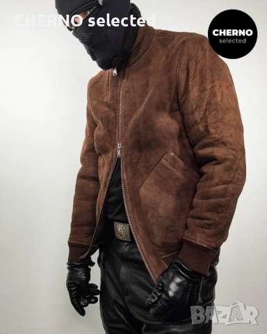 Мъжко бомбър яке от естествена кожа SELECTED HOMME NORTON Lamb Shearling Bomber Jacket – L•M - НОВО, снимка 13 - Якета - 53685679