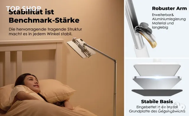 Viozon Подова Настолна Стойка държач за мобилен телефон и таблет 360° регулируем ъгъл, снимка 8 - Селфи стикове, аксесоари - 48996967