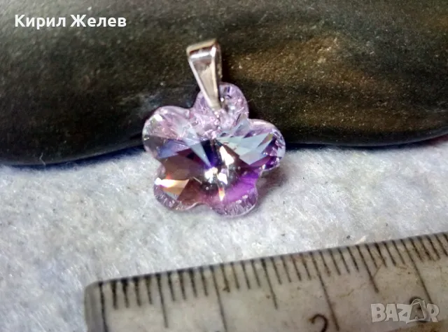 НЕЖЕН ЮВЕЛИРНО ФАСЕТИРАН КРИСТАЛЕН ПЕНДАНТ МЕДАЛЬОНЧЕ 48833, снимка 4 - Колиета, медальони, синджири - 48842380