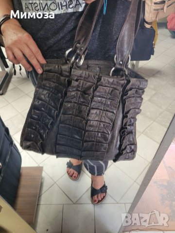 Тъмнокафява чанта ЕСТЕСТВЕНА КОЖА , снимка 8 - Чанти - 41687825